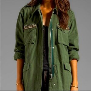 BB Dakota green utility army jacket with studs